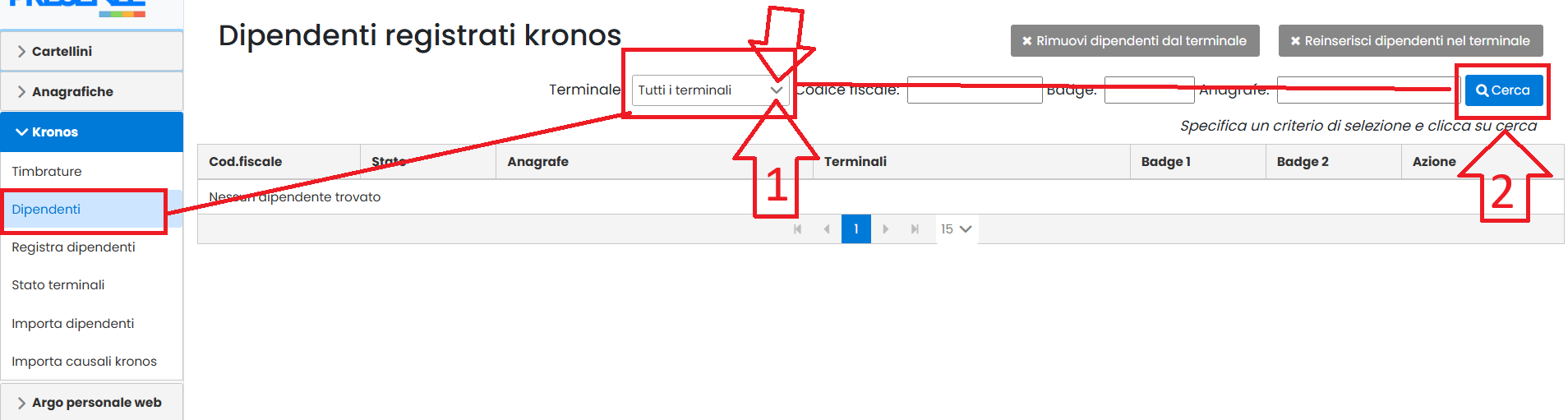 Selezione terminale