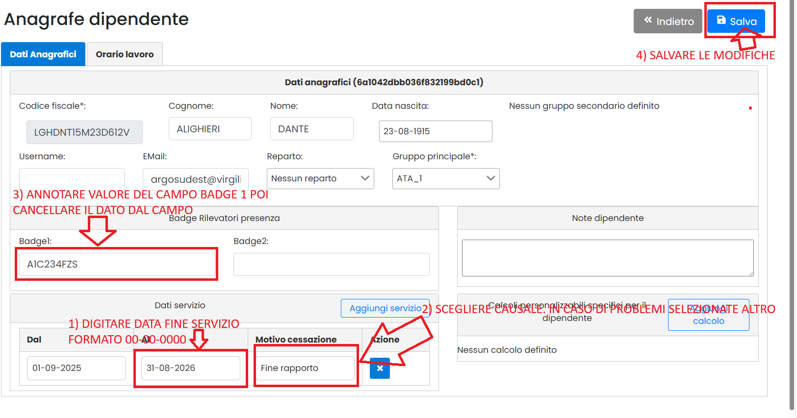 Salvataggio modifiche